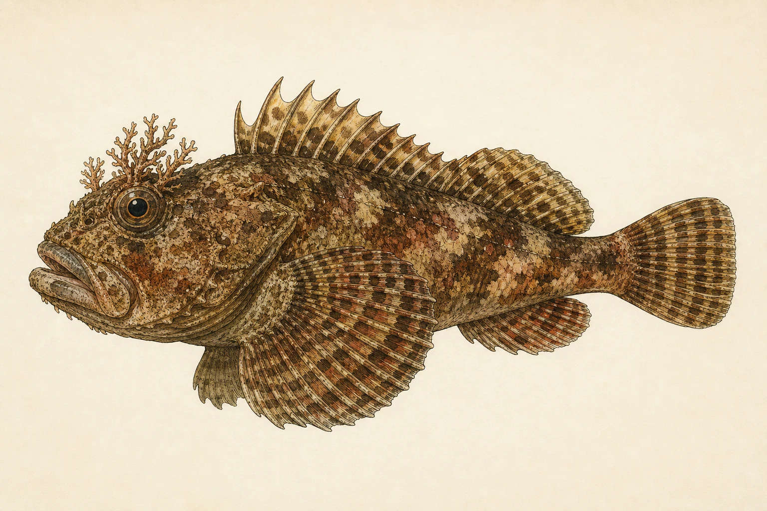 Scientific anatomy plate of Cabezon